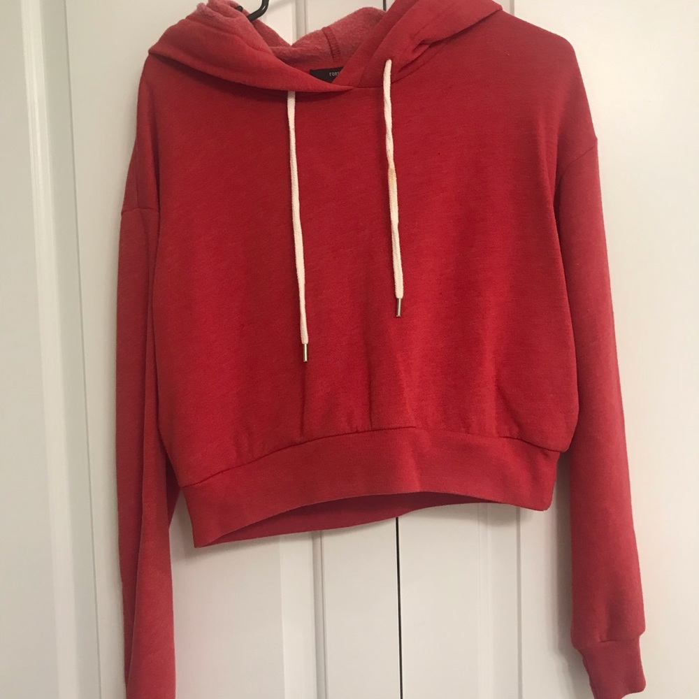 Red forever 21 crop hoodie